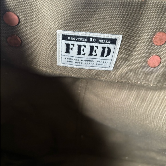 FEED Every day  green  classic canvas and leather tote bag purse. - Picture 9 of 12